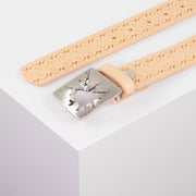 Ledergürtel 3,5cm mit Schnalle Vesuvio silber natur Lochwelle