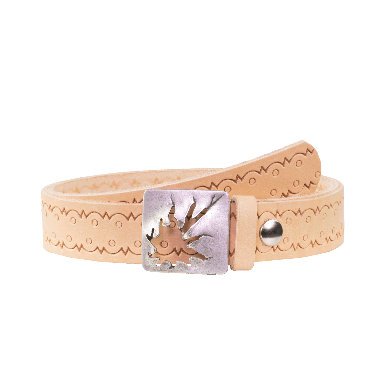 Ledergürtel 3,5cm mit Schnalle Vesuvio silber natur Lochwelle