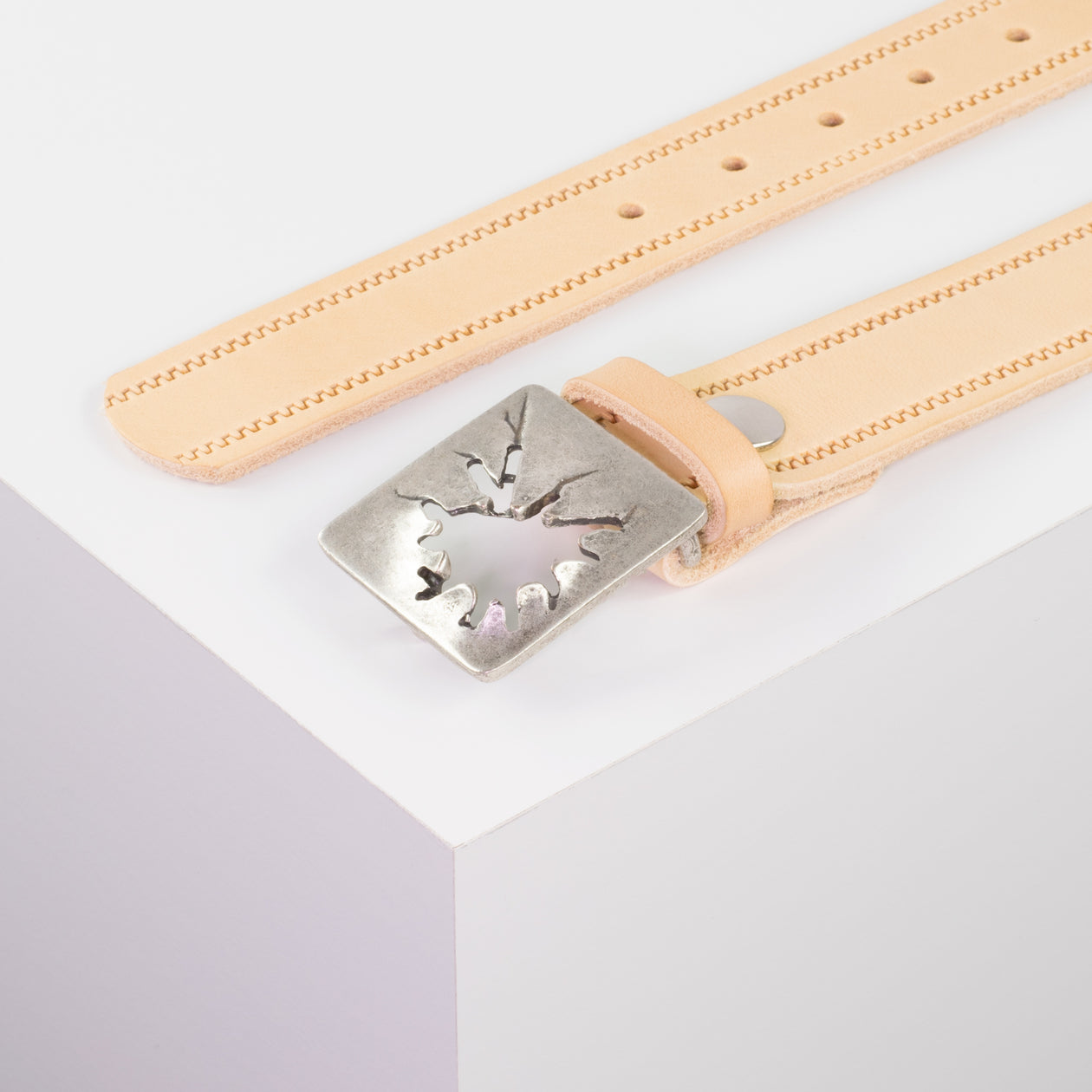 Ledergürtel 3,5cm mit Schnalle Vesuvio silber natur Reißverschluss