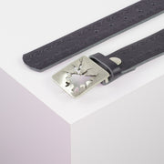 Ledergürtel 3,5cm mit Schnalle Vesuvio silber navi Lochwelle