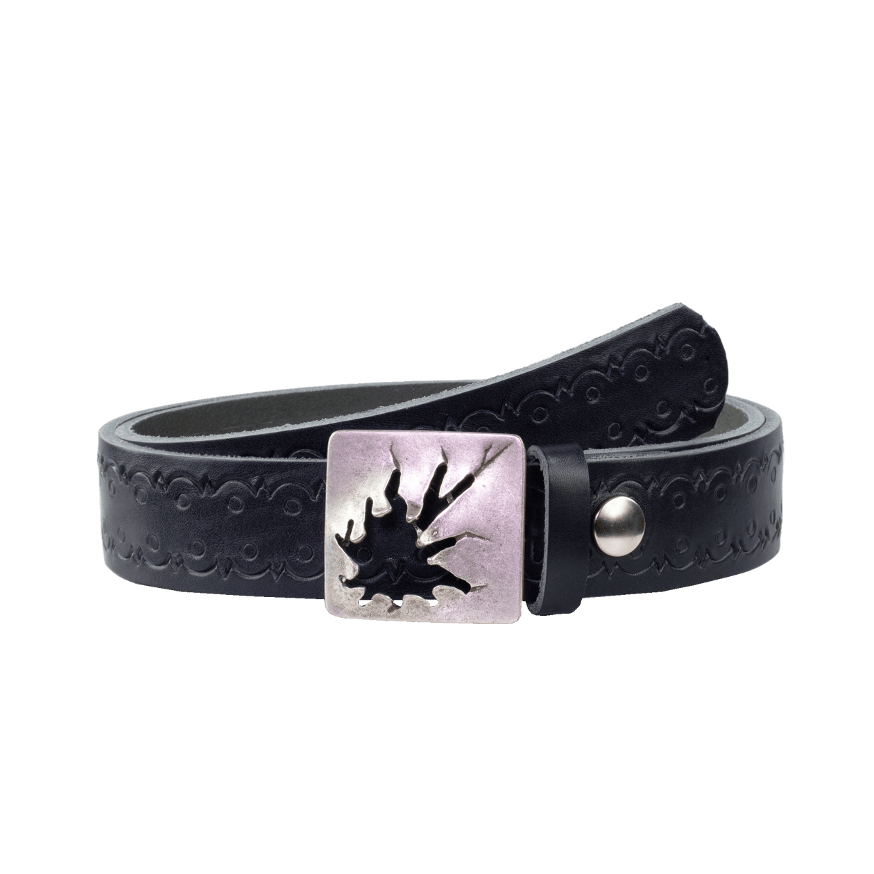 Ledergürtel 3,5cm mit Schnalle Vesuvio silber navi Lochwelle