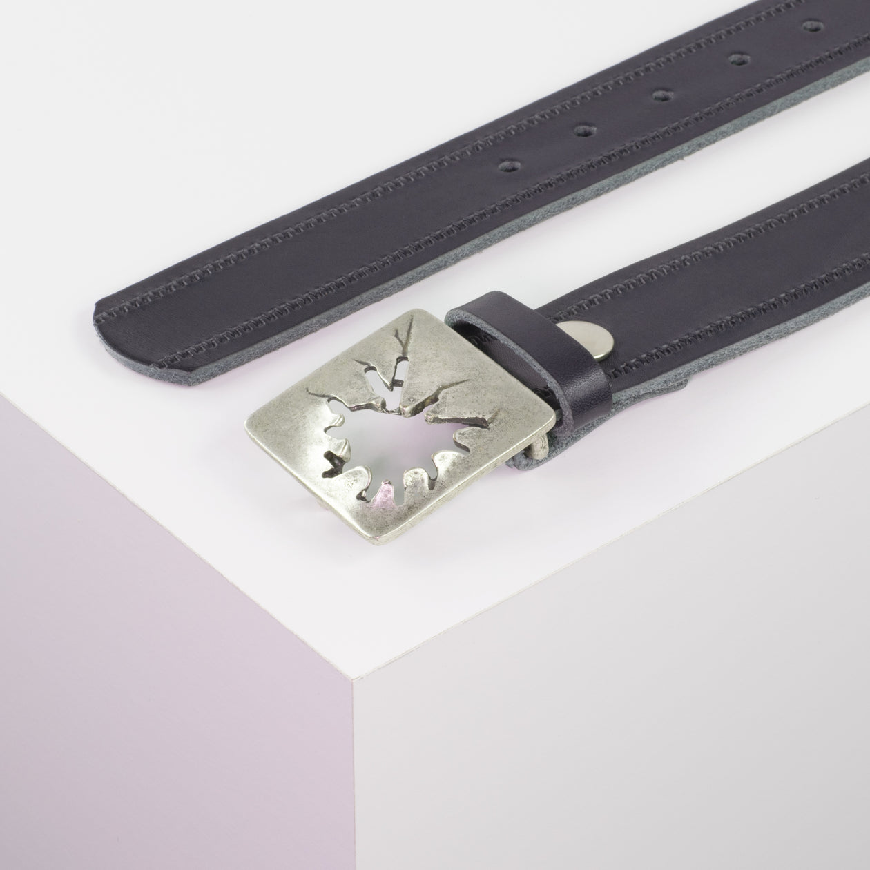 Ledergürtel 3,5cm mit Schnalle Vesuvio silber navi Reißverschluss