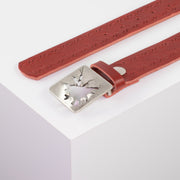 Ledergürtel 3,5cm mit Schnalle Vesuvio silber rot Lochwelle