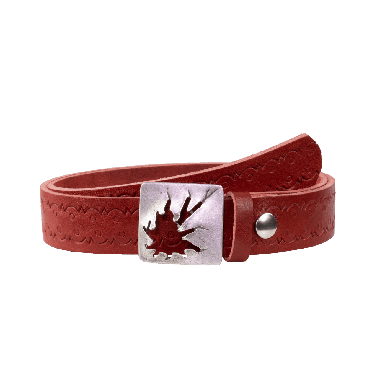 Ledergürtel 3,5cm mit Schnalle Vesuvio silber rot Lochwelle