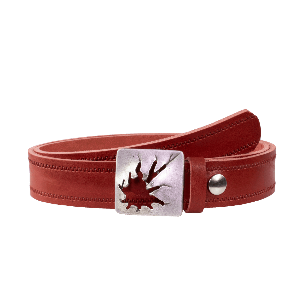 Ledergürtel 3,5cm mit Schnalle Vesuvio silber rot Reißverschluss