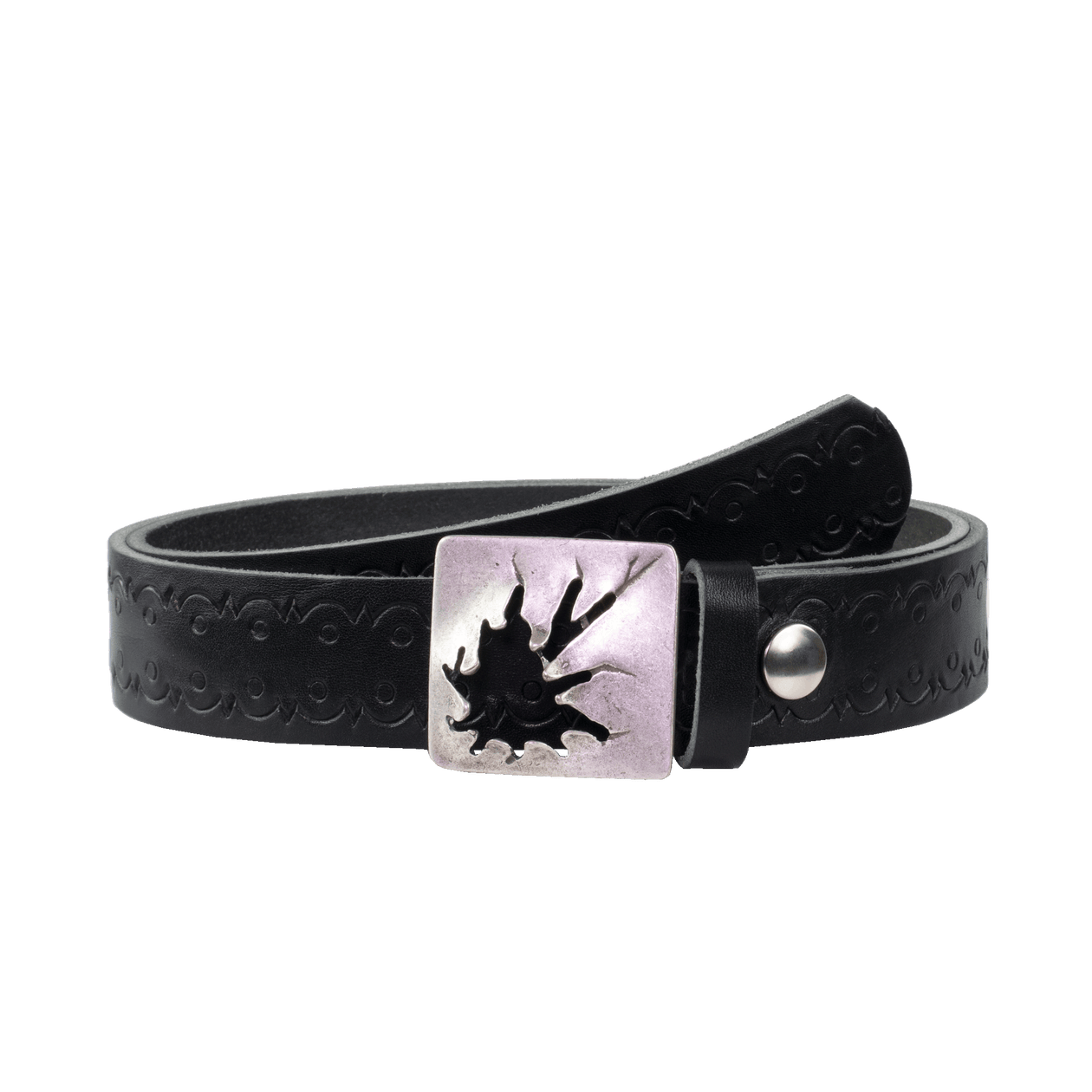 Ledergürtel 3,5cm mit Schnalle Vesuvio silber schwarz Lochwelle