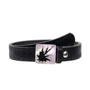 Ledergürtel 3,5cm mit Schnalle Vesuvio silber schwarz Lochwelle