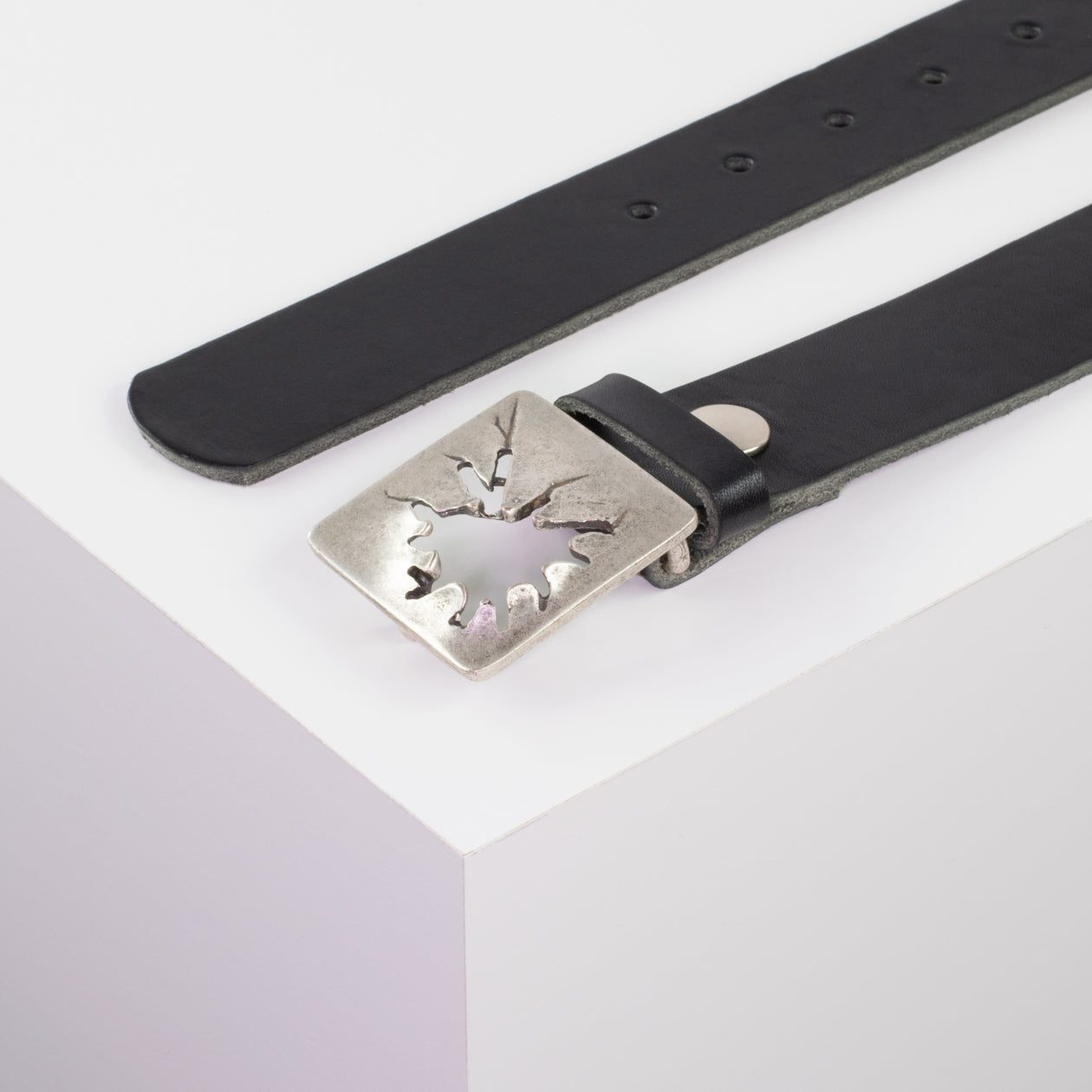 Ledergürtel 3,5cm mit Schnalle Vesuvio silber schwarz ohne Muster