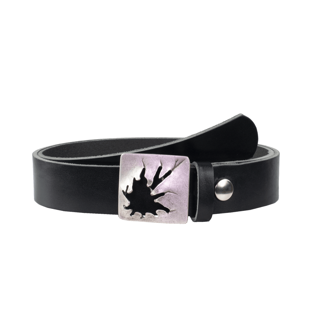 Ledergürtel 3,5cm mit Schnalle Vesuvio silber schwarz ohne Muster