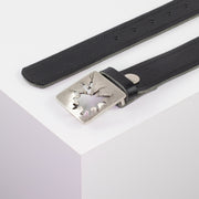 Ledergürtel 3,5cm mit Schnalle Vesuvio silber schwarz Reißverschluss