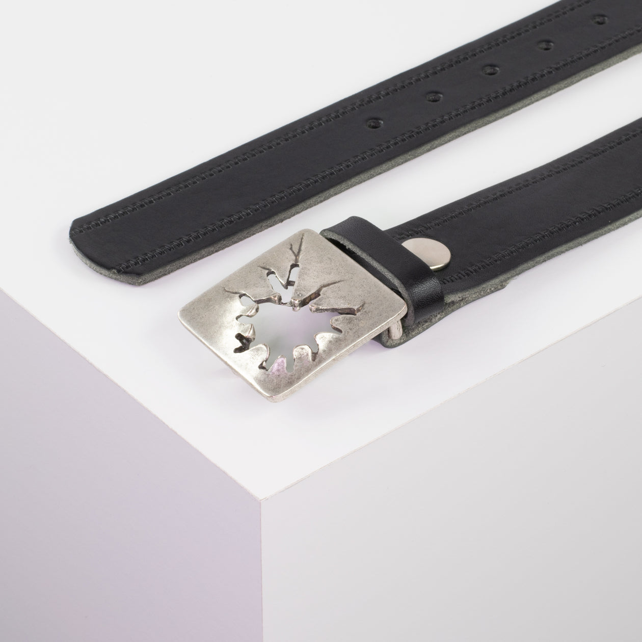 Ledergürtel 3,5cm mit Schnalle Vesuvio silber schwarz Reißverschluss