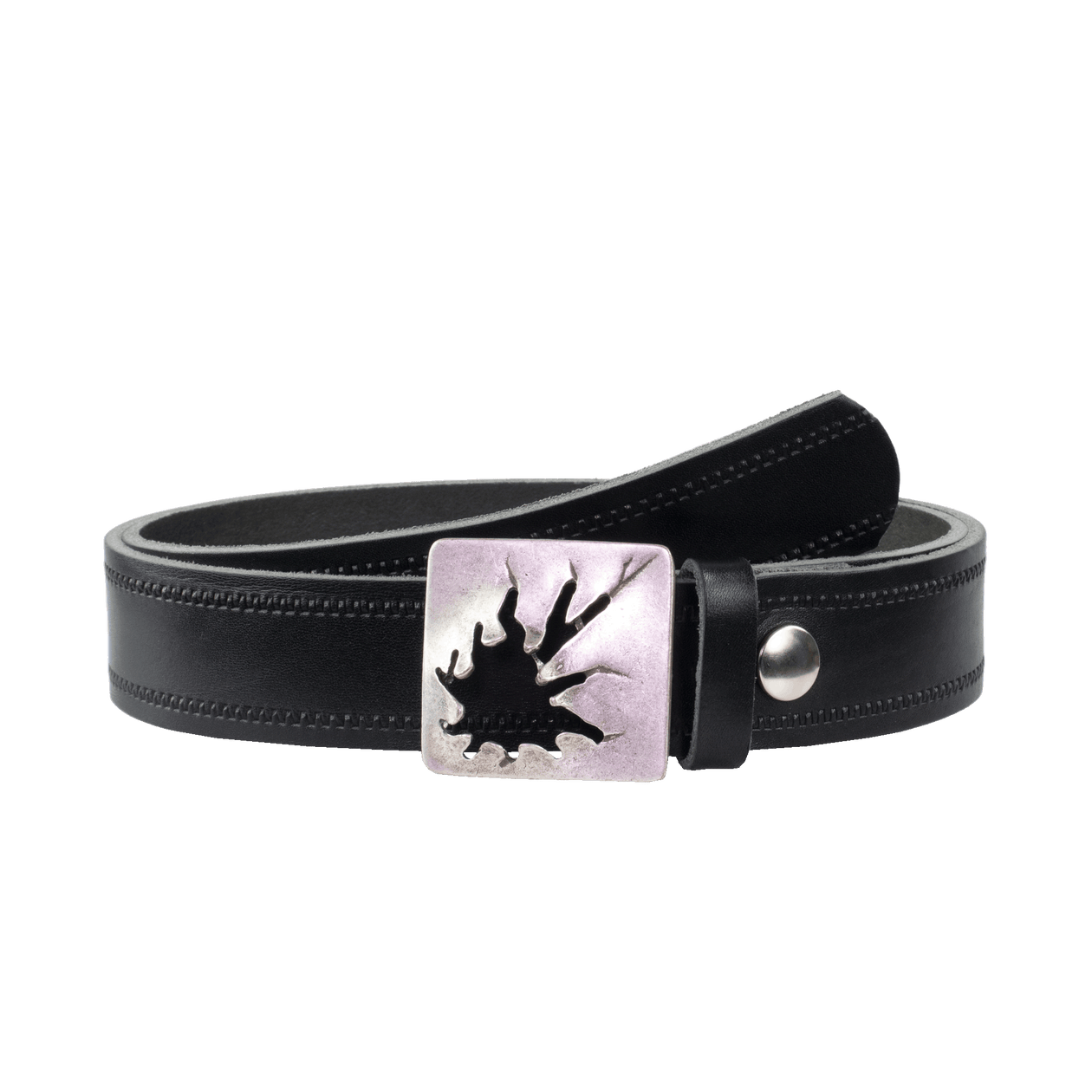 Ledergürtel 3,5cm mit Schnalle Vesuvio silber schwarz Reißverschluss
