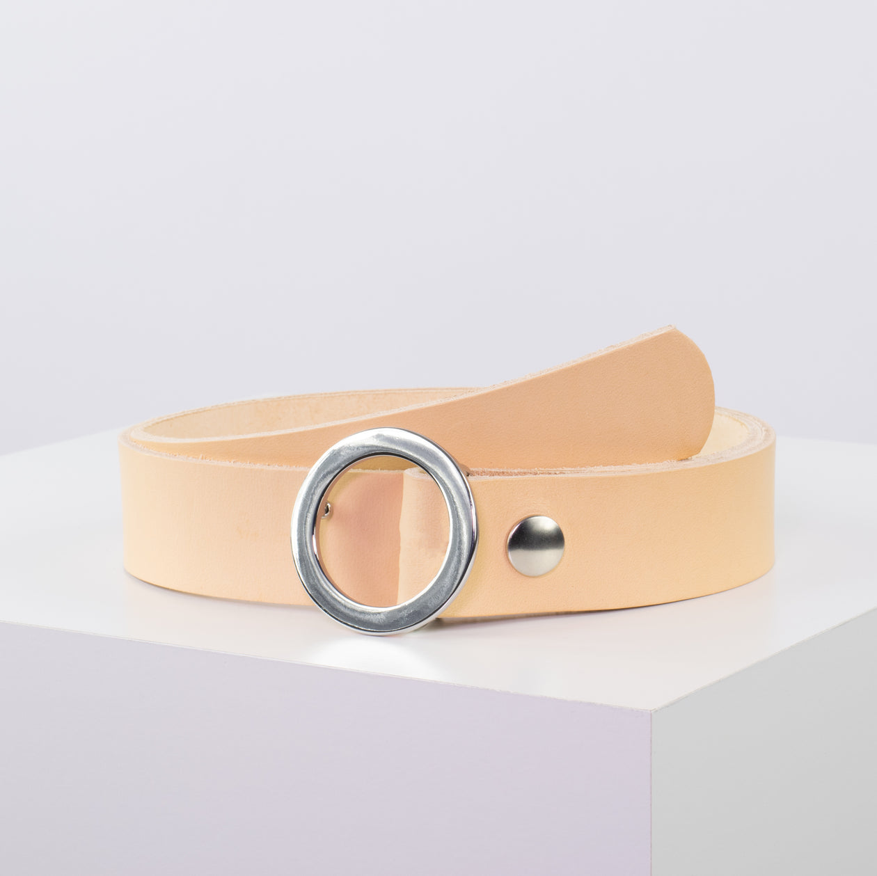 Ledergürtel 3,5cm mit Schnalle Ronda natur ohne Muster