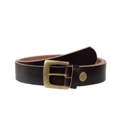 Ledergürtel 3,5cm mit Schnalle Madrid messing dunkelbraun ohne Muster