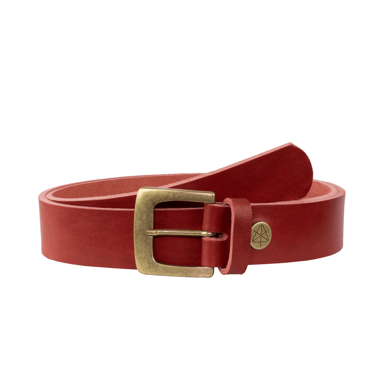 Ledergürtel 3,5cm mit Schnalle Madrid messing rot ohne Muster