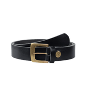 Ledergürtel 3,5cm mit Schnalle Madrid messing schwarz ohne Muster