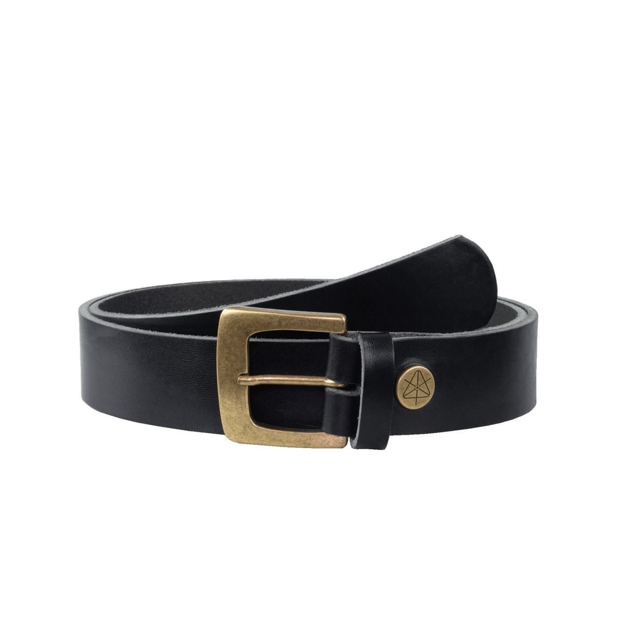 Ledergürtel 3,5cm mit Schnalle Madrid messing schwarz ohne Muster