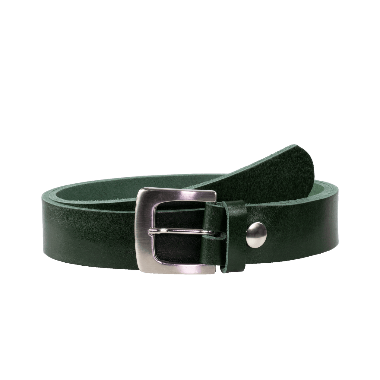 Ledergürtel 3,5cm mit Schnalle Madrid silber glänzend grün ohne Muster