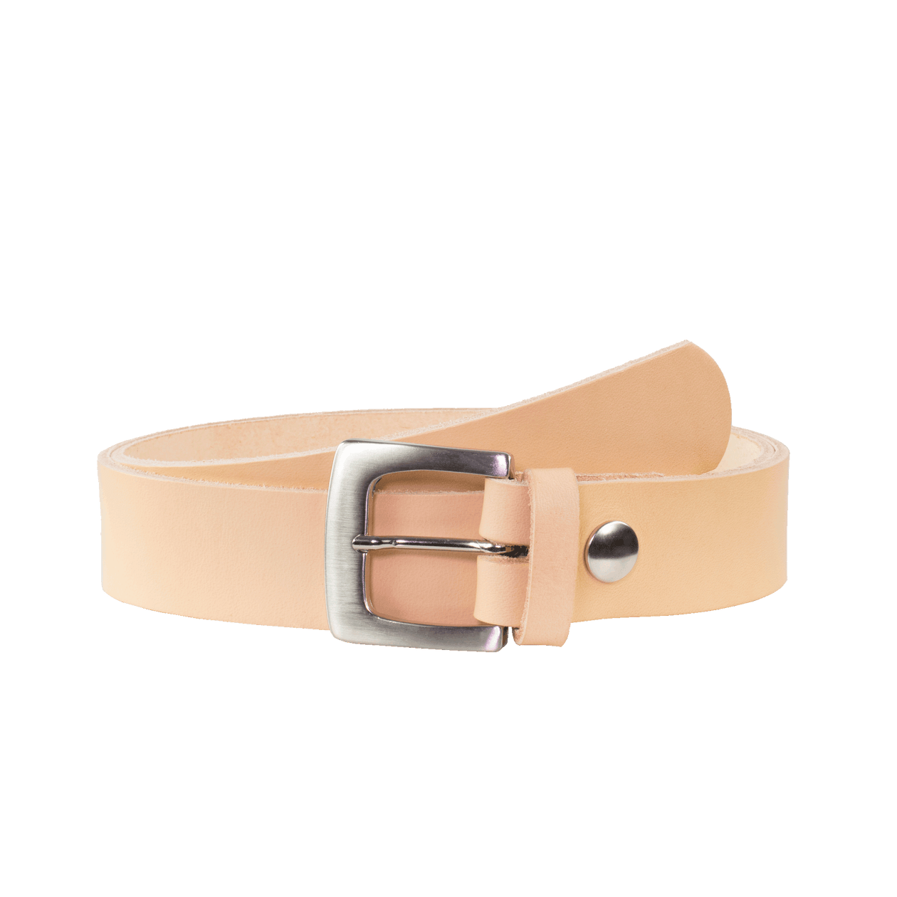 Ledergürtel 3,5cm mit Schnalle Madrid silber glänzend natur ohne Muster
