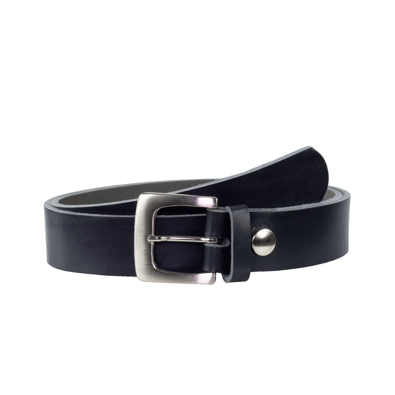Ledergürtel 3,5cm mit Schnalle Madrid silber glänzend navi ohne Muster
