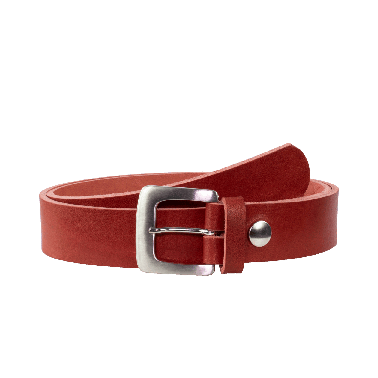 Ledergürtel 3,5cm mit Schnalle Madrid silber glänzend rot ohne Muster
