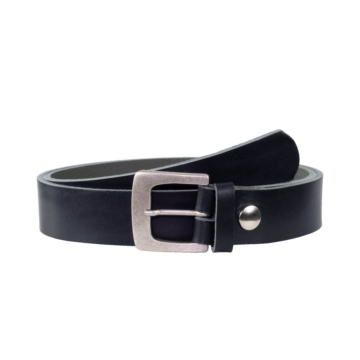 Ledergürtel 3,5cm mit Schnalle Madrid silber matt navi ohne Muster