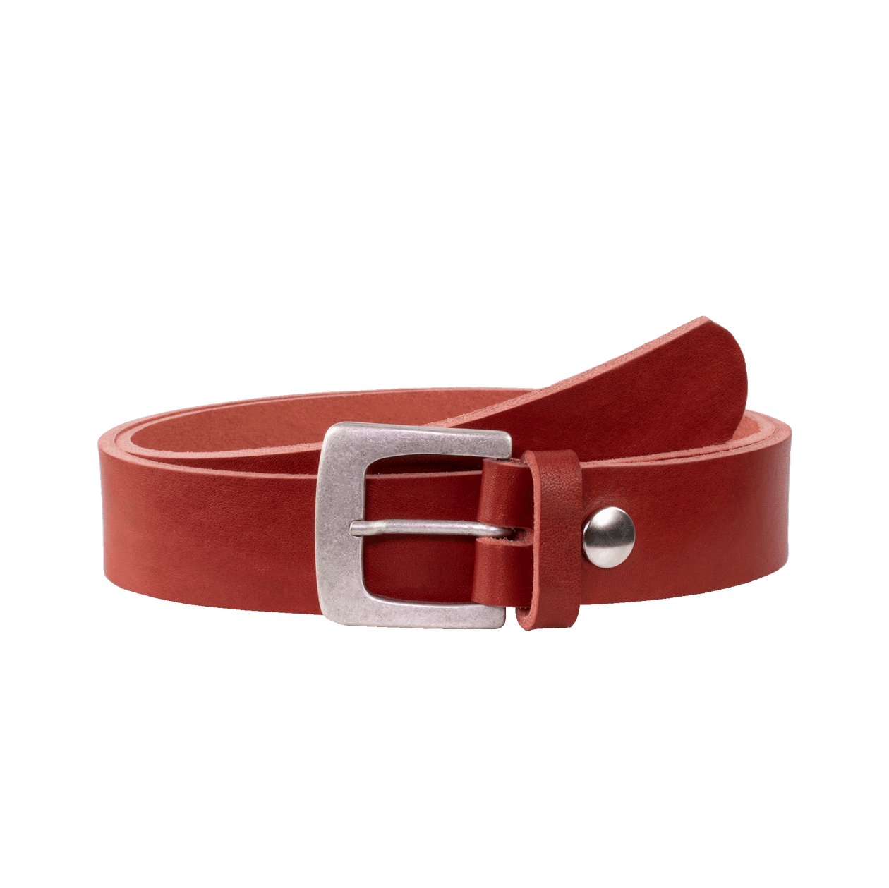 Ledergürtel 3,5cm mit Schnalle Madrid silber matt rot ohne Muster