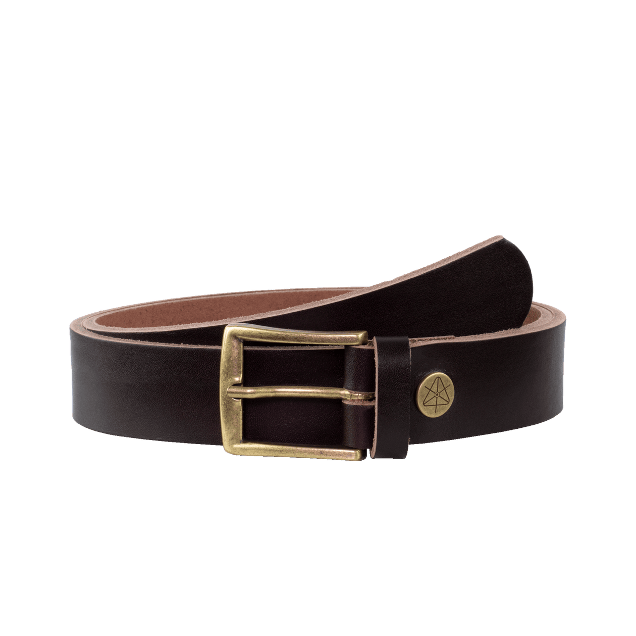 Ledergürtel 3,5cm mit Schnalle Toronto messing dunkelbraun ohne Muster