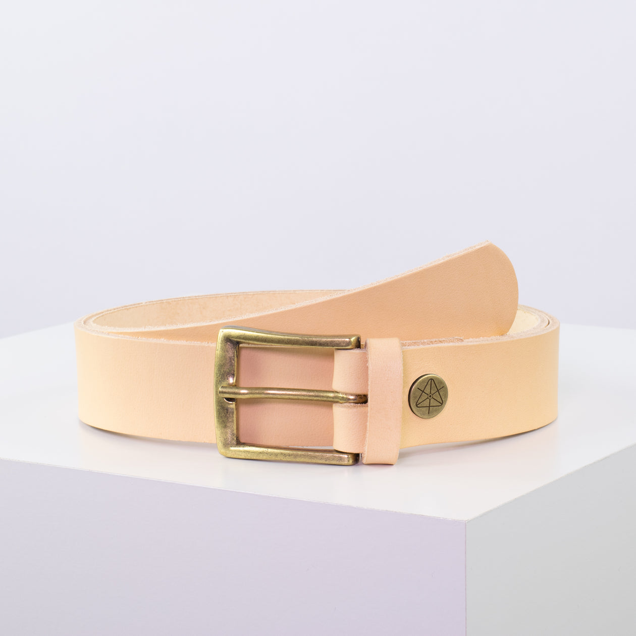 Ledergürtel 3,5cm mit Schnalle Toronto messing natur ohne Muster