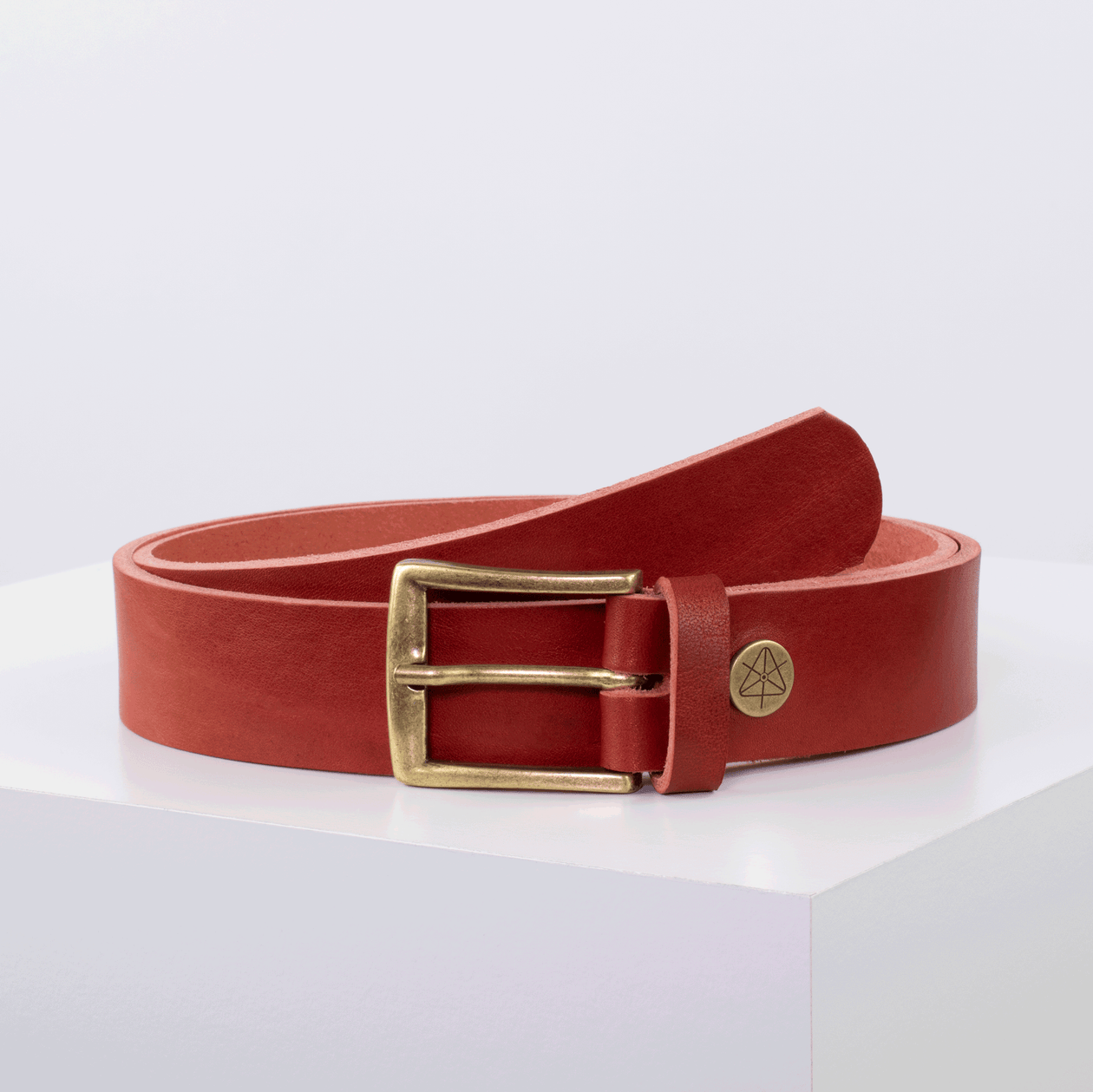 Ledergürtel 3,5cm mit Schnalle Toronto messing rot ohne Muster