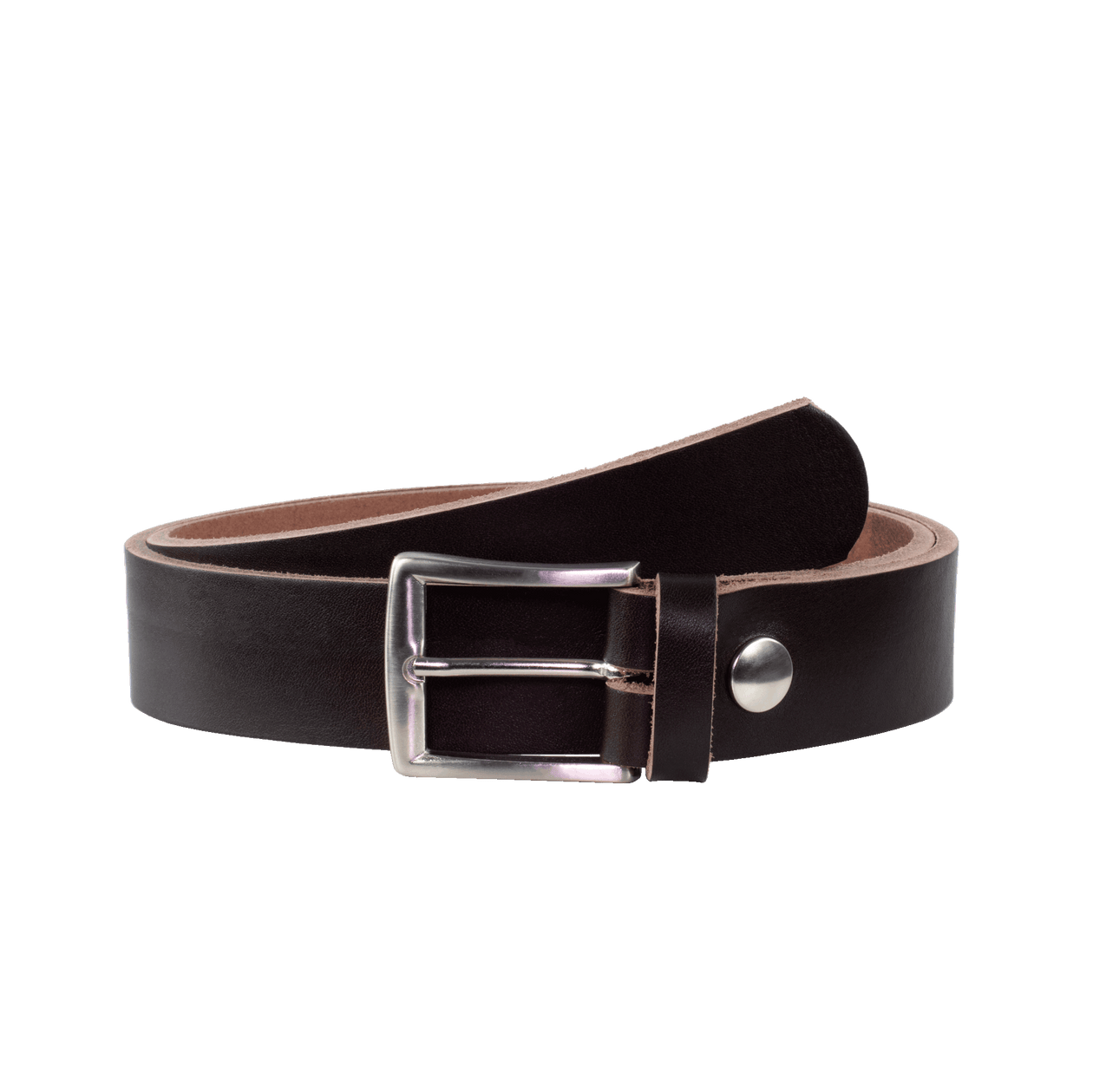 Ledergürtel 3,5cm mit Schnalle Toronto silber dunkelbraun ohne Muster
