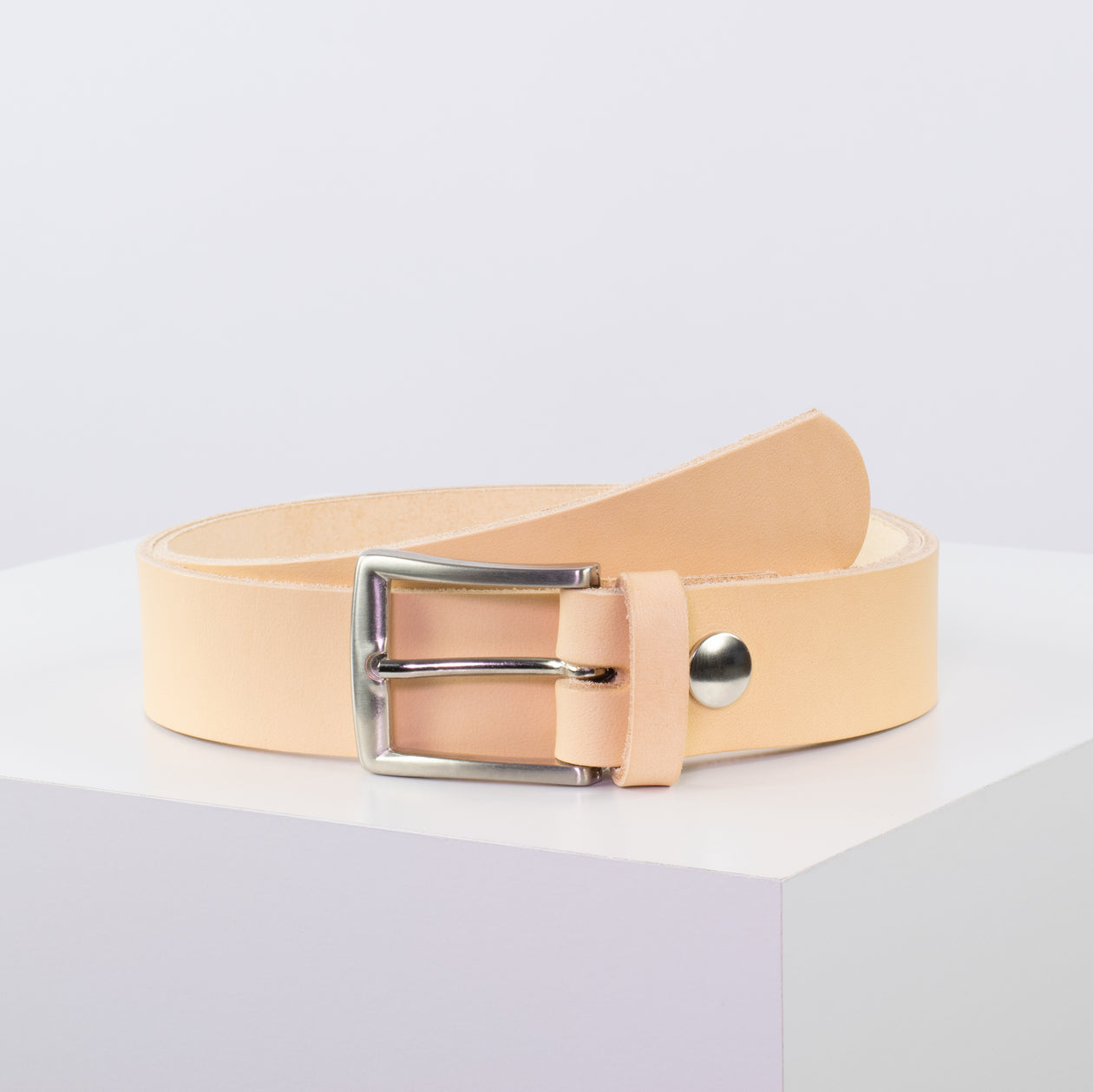 Ledergürtel 3,5cm mit Schnalle Toronto silber natur ohne Muster