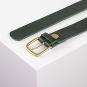 Ledergürtel 3,5cm mit Schnalle Granada grün ohne Muster