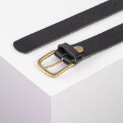 Ledergürtel 3,5cm mit Schnalle Granada schwarz ohne Muster