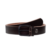 Ledergürtel 3,5cm mit Schnalle Rio dunkelbraun ohne Muster