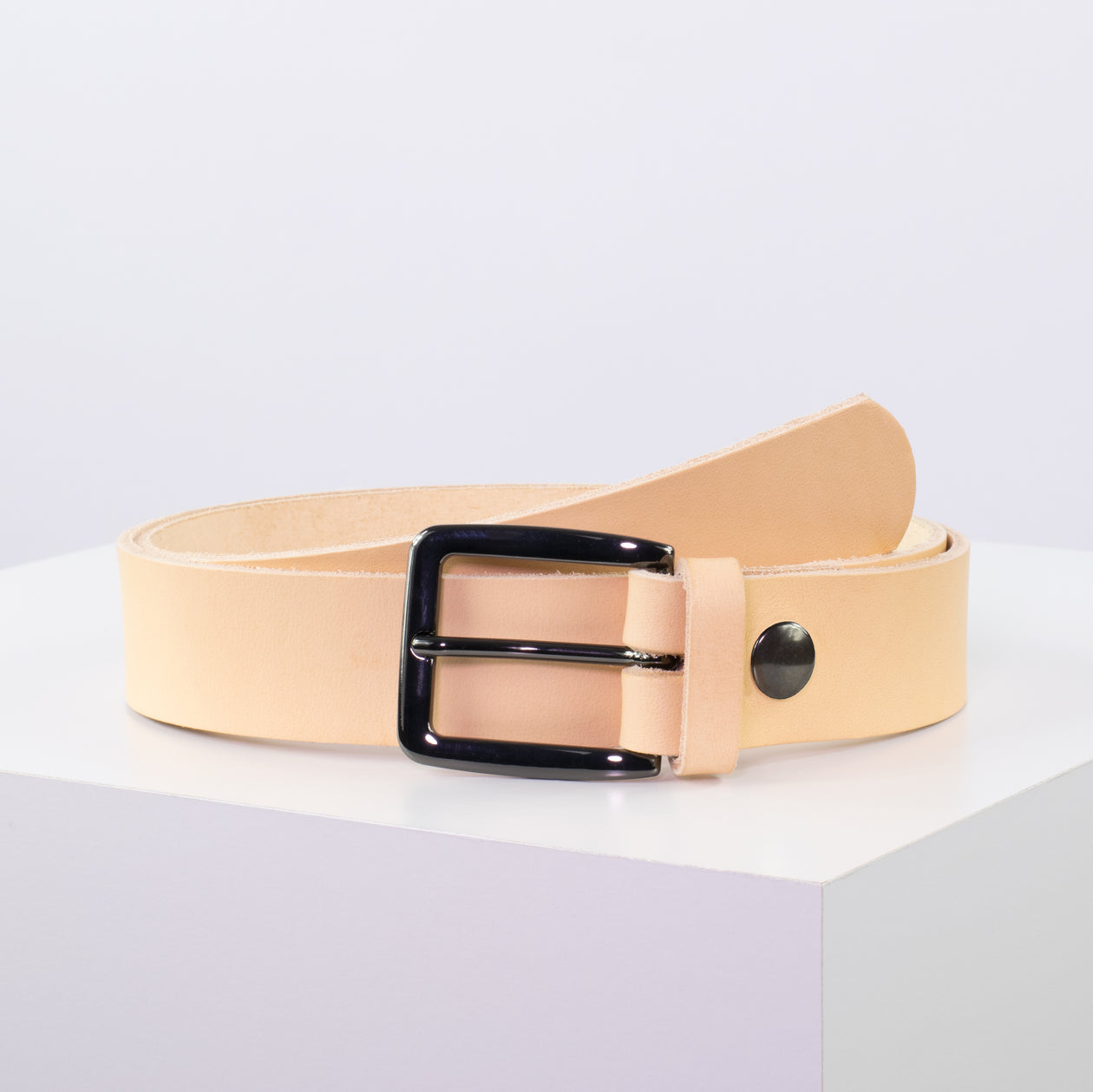 Ledergürtel 3,5cm mit Schnalle Prag natur ohne Muster