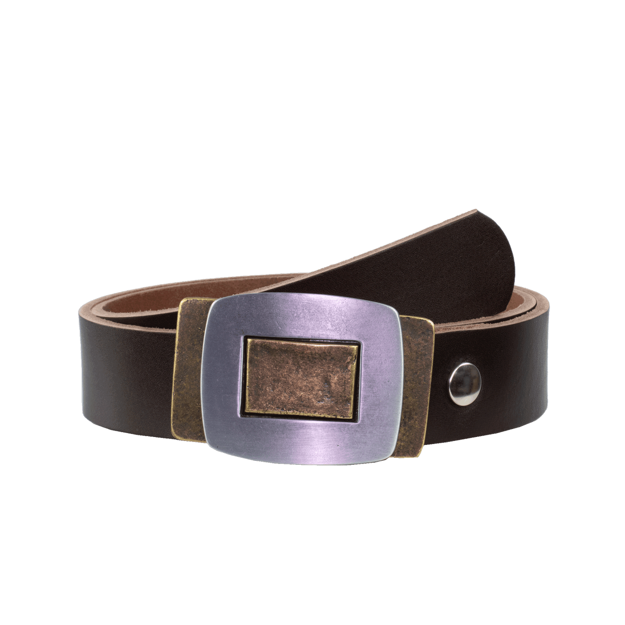 Ledergürtel 4cm mit Schnalle Inside Out dunkelbraun ohne Muster