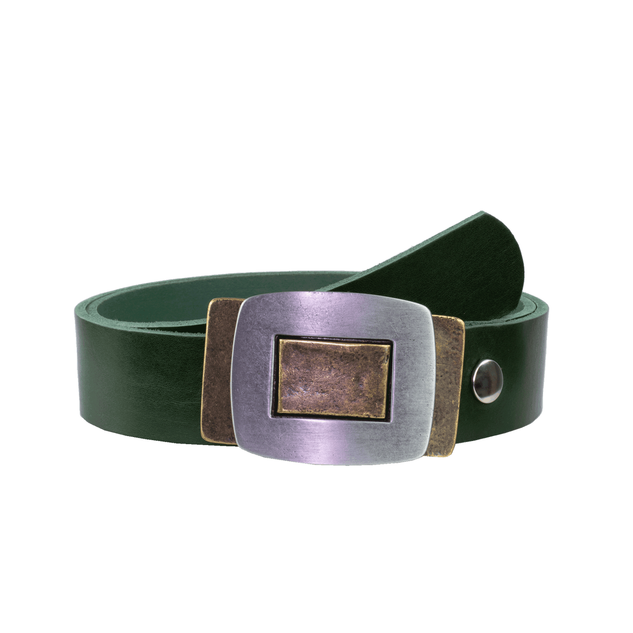 Ledergürtel 4cm mit Schnalle Inside Out grün ohne Muster