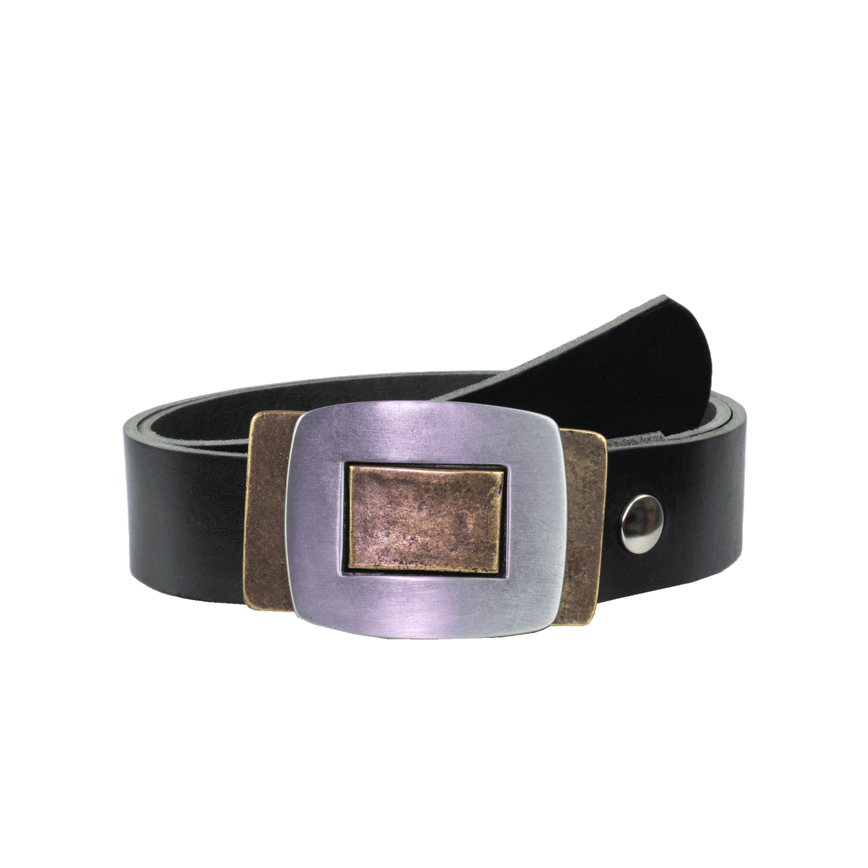 Ledergürtel 4cm mit Schnalle Inside Out schwarz ohne Muster