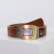 Ledergürtel 4cm mit Schnalle Outside In cognac ohne Muster