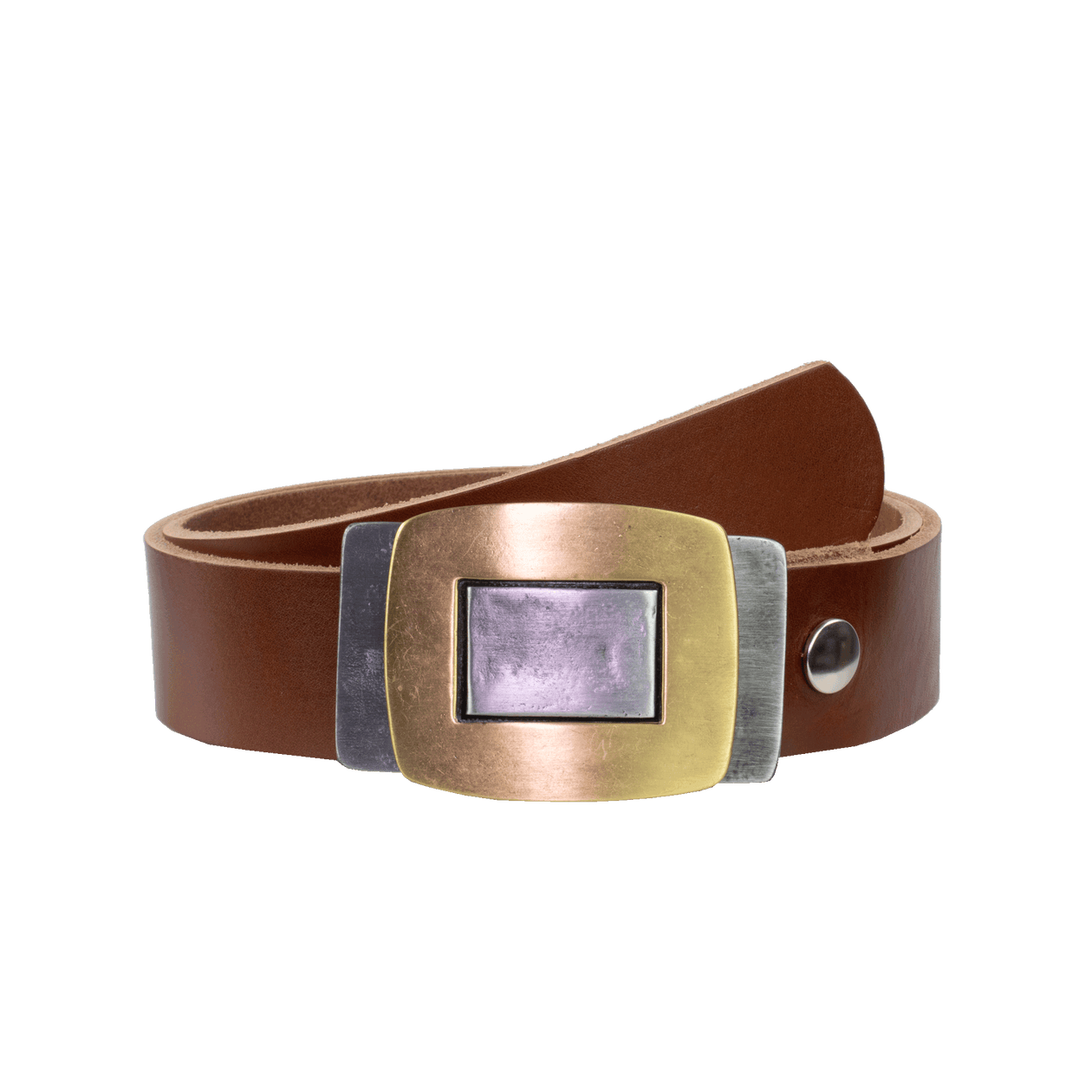 Ledergürtel 4cm mit Schnalle Outside In cognac ohne Muster