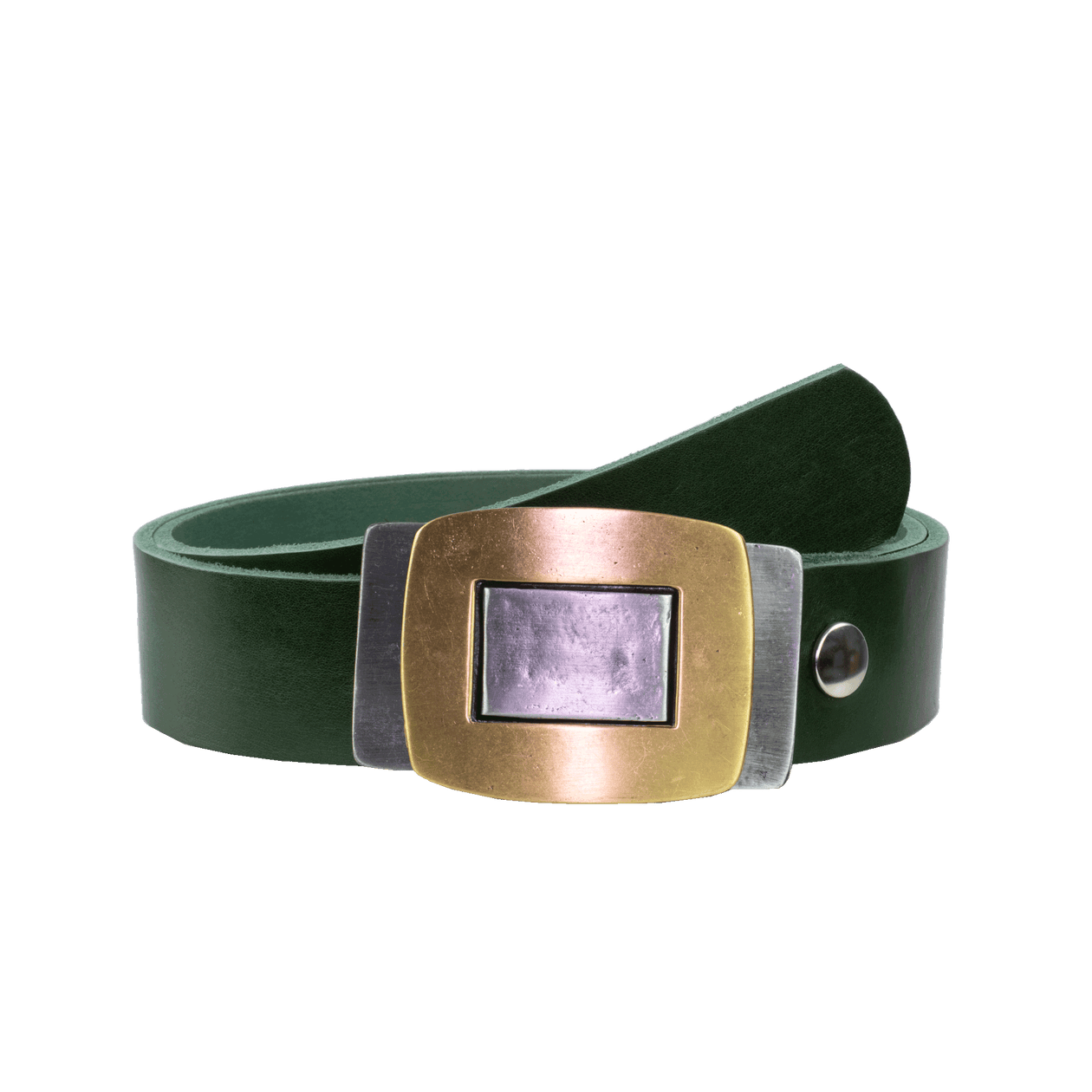 Ledergürtel 4cm mit Schnalle Outside In grün ohne Muster