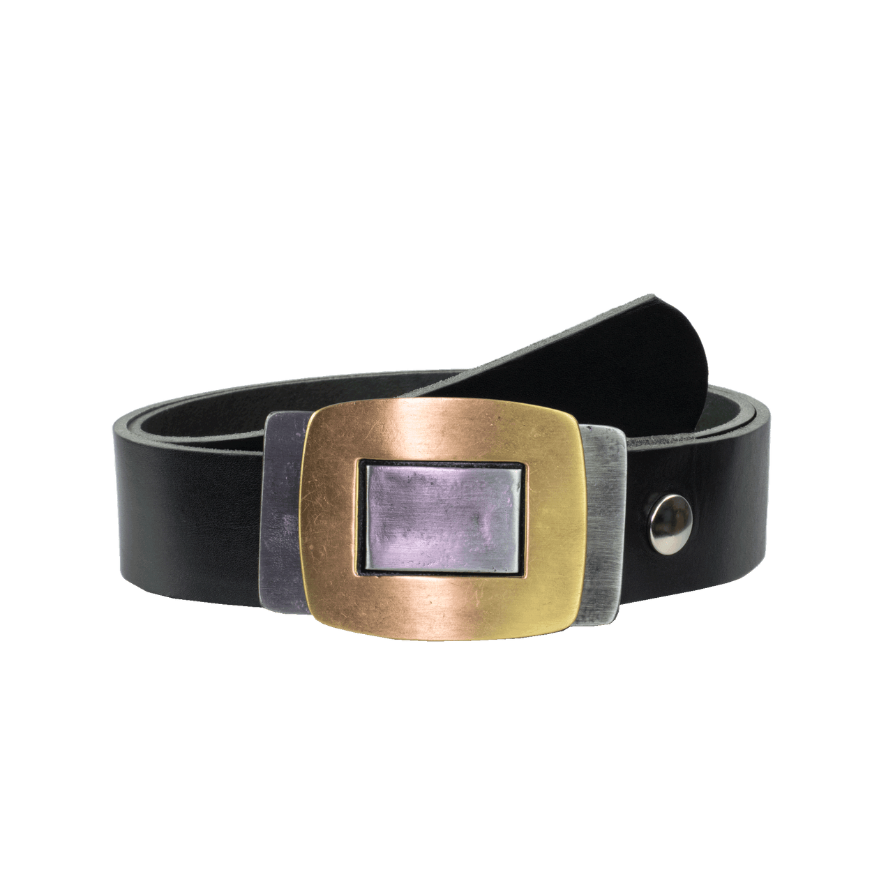 Ledergürtel 4cm mit Schnalle Outside In schwarz ohne Muster