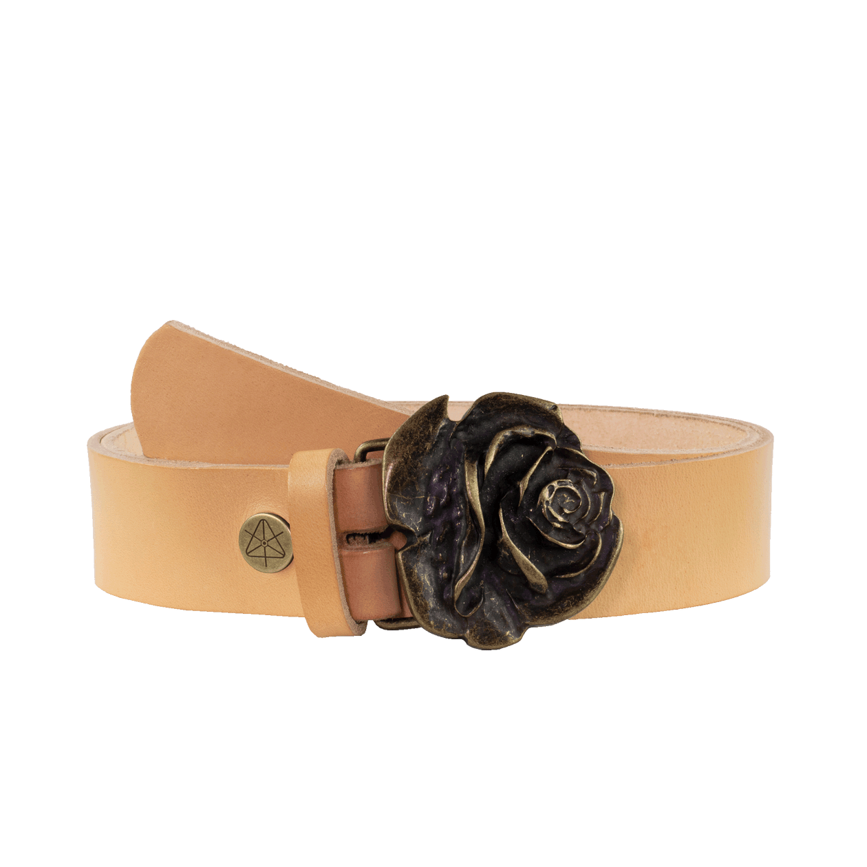 Ledergürtel 4cm mit Schnalle Rose messing natur ohne Muster