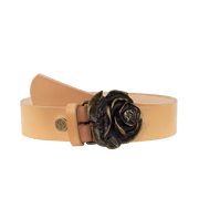 Ledergürtel 4cm mit Schnalle Rose messing natur ohne Muster