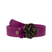 Ledergürtel 4cm mit Schnalle Rose messing pink ohne Muster