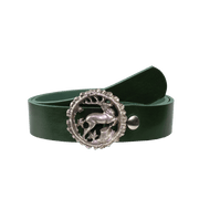 Ledergürtel 4cm mit Schnalle Hirsch grün ohne Muster