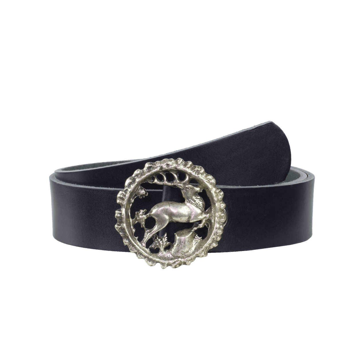 Ledergürtel 4cm mit Schnalle Hirsch navi ohne Muster