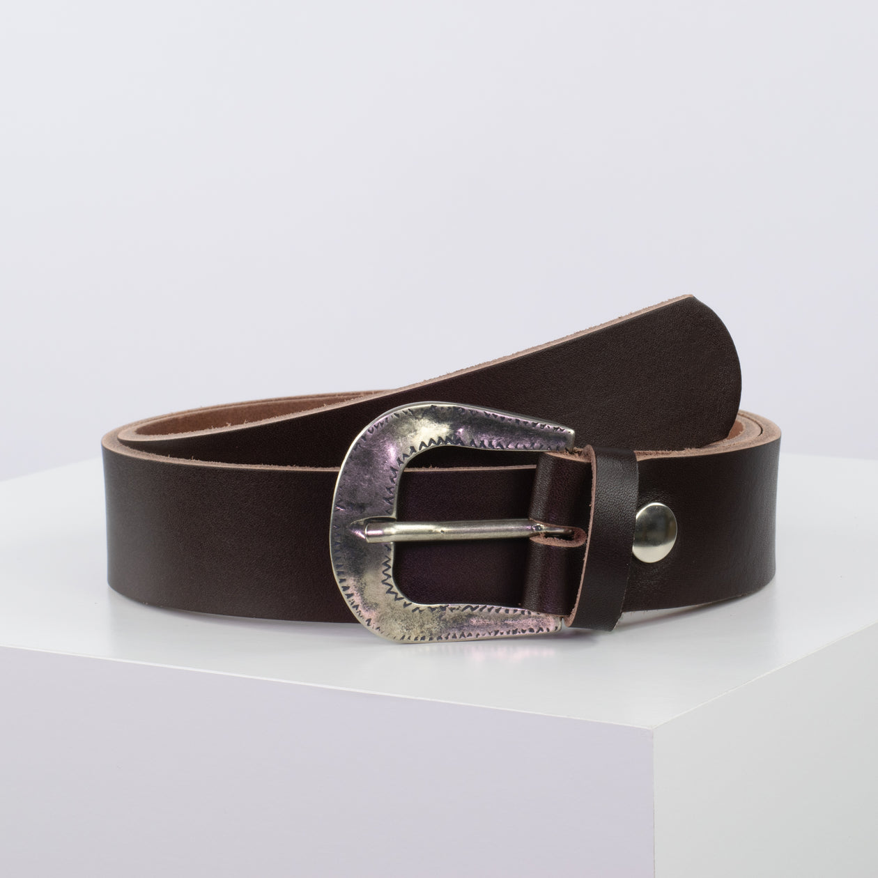 Ledergürtel 4cm mit Schnalle Berlin dunkelbraun ohne Muster