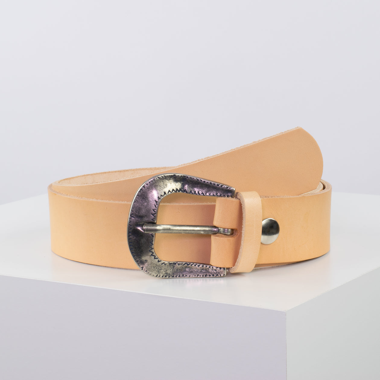 Ledergürtel 4cm mit Schnalle Berlin natur ohne Muster